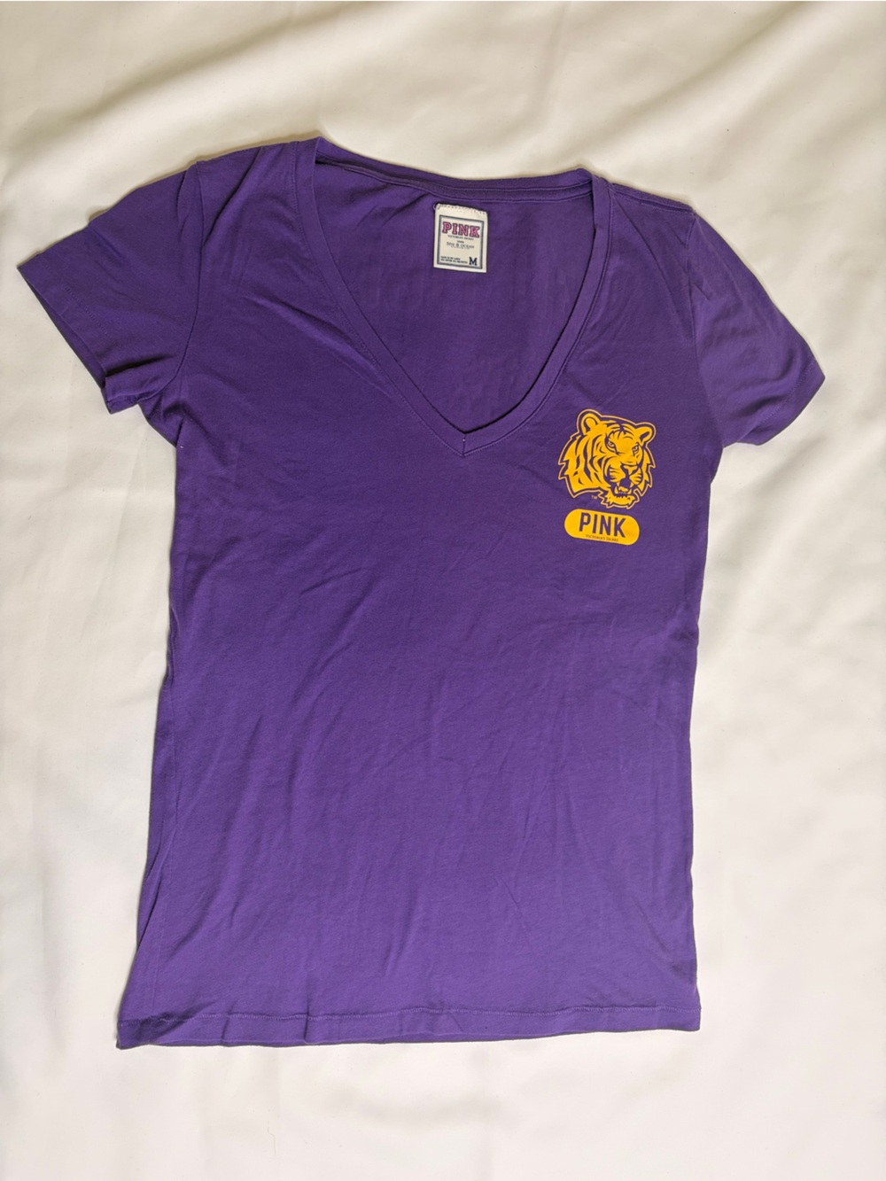 Vintage Victoria's Secret PINK T-Shirt LSU 2000's Single Stitch Preppy Medium